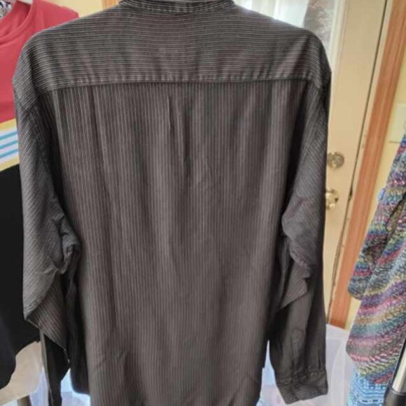 Trussardi XL Black Gray Brown Men's Long Sleeve Button Down Dress Shirt - Picture 3 of 7